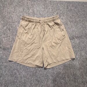 SKIMS Mens Lounge Shorts Tan Beige Cotton Blend Size Medium Relaxed Fit